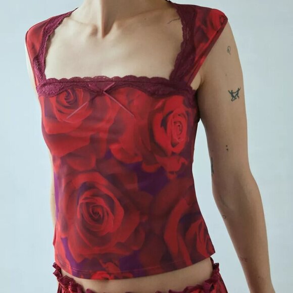 NWT UO Out From Under Vivian Square Neck Red Top - Picture 4 of 5